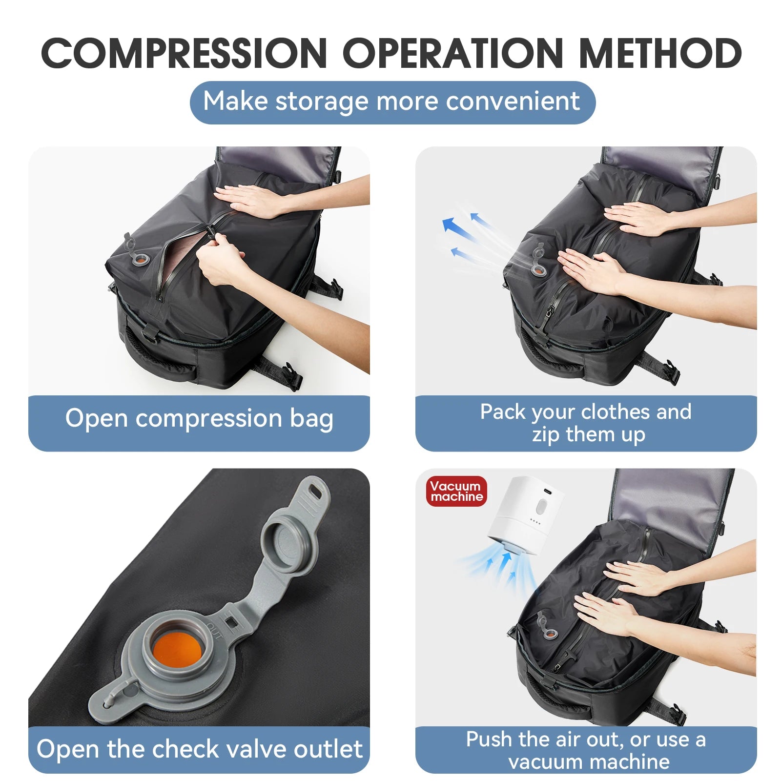 NexoraTravel™ Vacuum Backpack Travel Bag